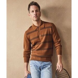 Todd Snyder Merino Dash Polo Sweater size L Bronze Brown NWT $268 Longsleeve